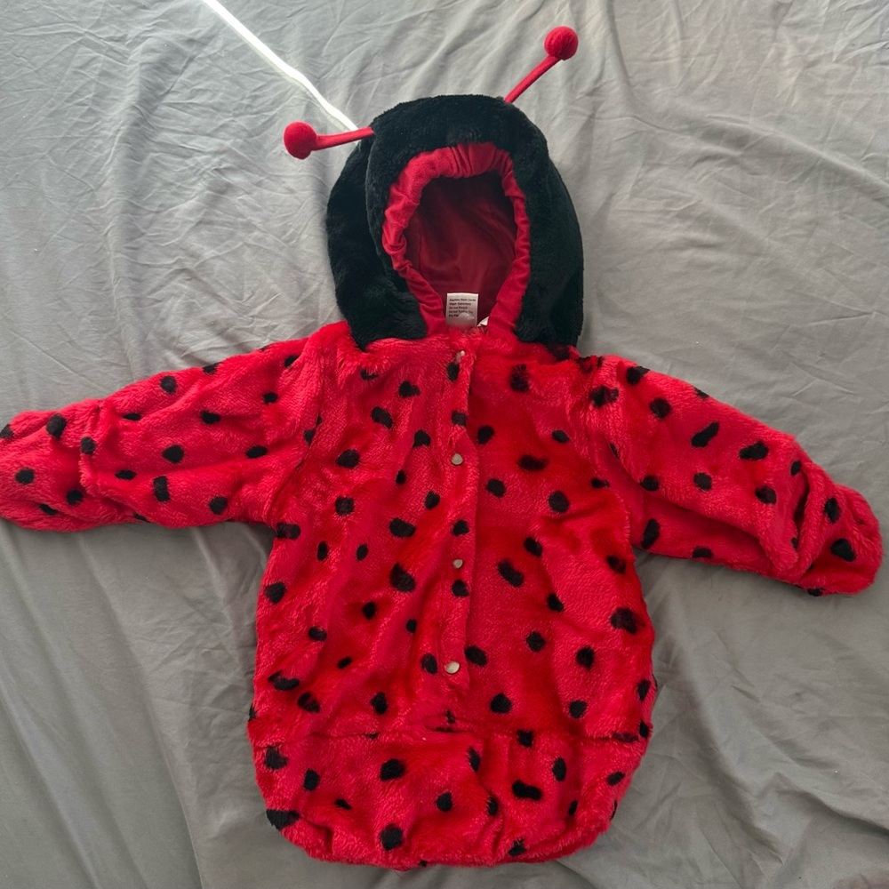Kids Plush Ladybug Costume Hoodie - Red and Black